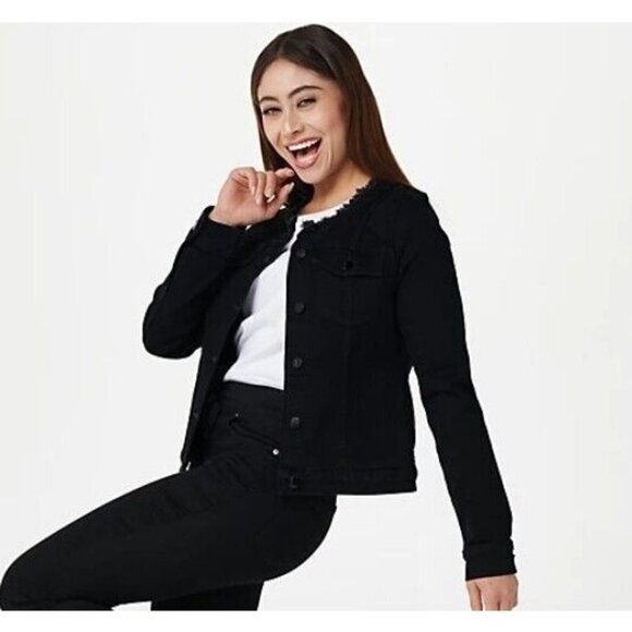 Jen7 by 7_for All Mankind Collarless Jacket - Black Size XL - Picture 1 of 3